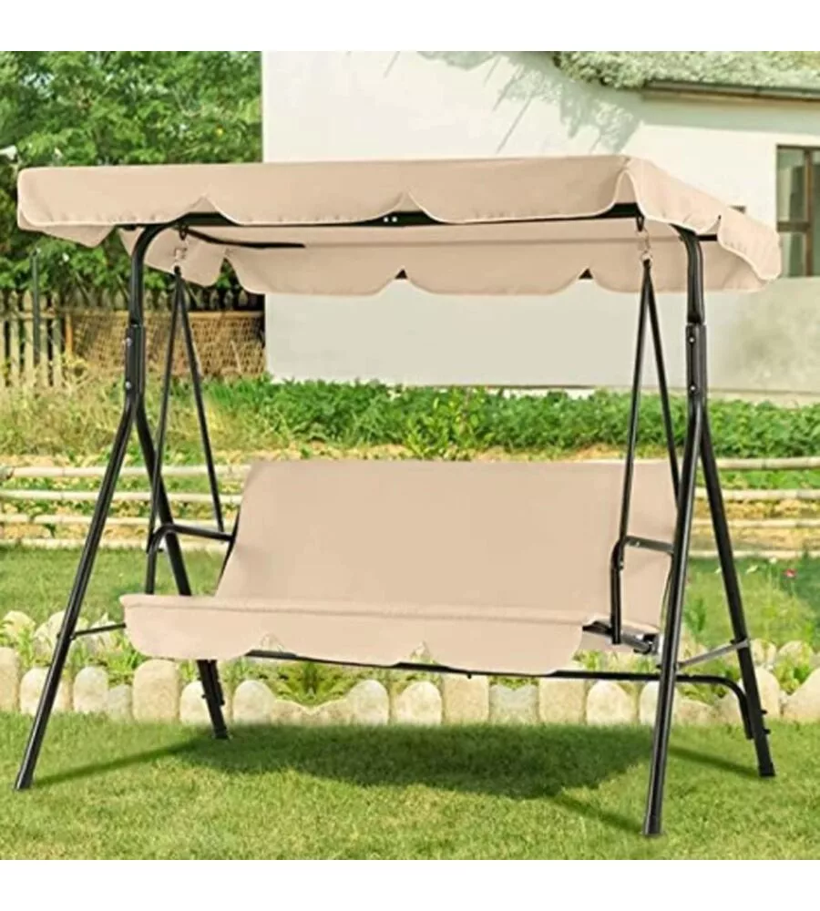 Dondolo da esterno garden friend "linear" 3 posti beige 170x110x153 cm