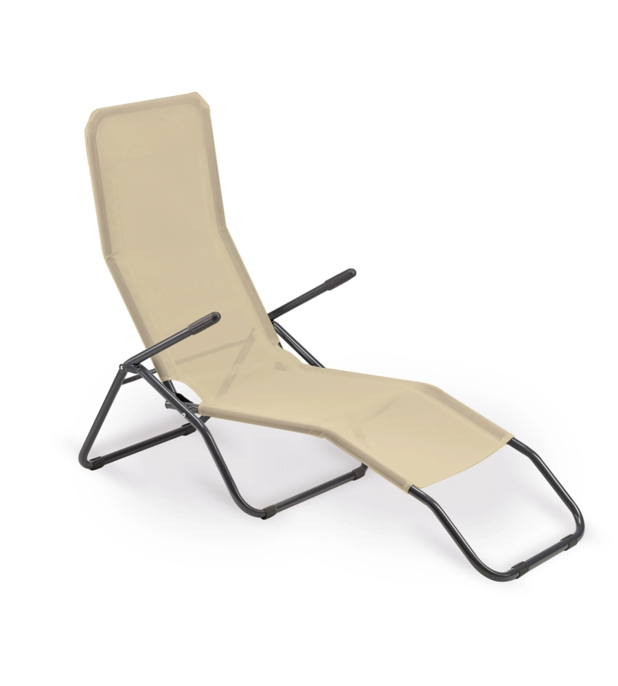 Sdraio da giardino garden friend "formentera" in acciaio e textilene beige 57x140x96 cm