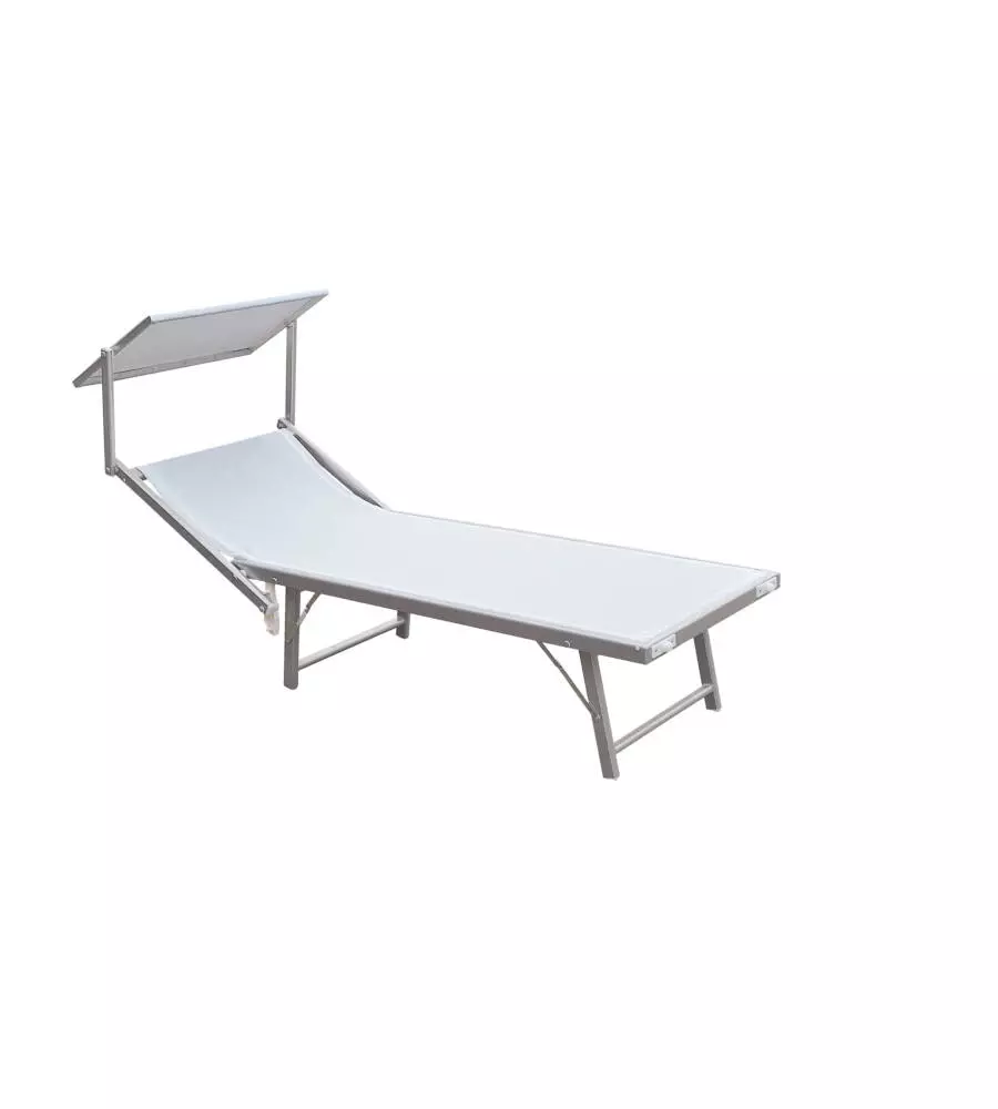 Lettino prendisole reclinabile garden friend "ibiza" in alluminio e textilene bianco 183x59x36 cm