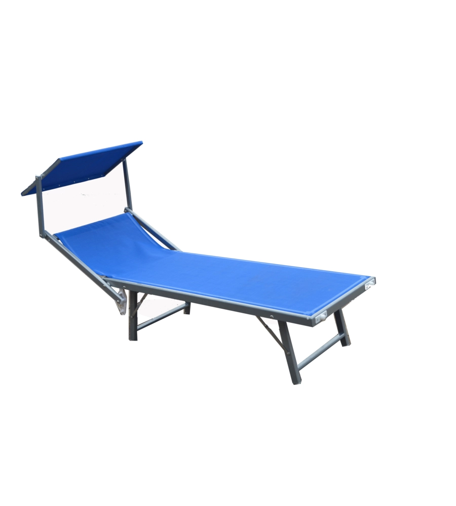 Lettino prendisole reclinabile garden friend "ibiza" in alluminio e textilene blu 183x59x36 cm