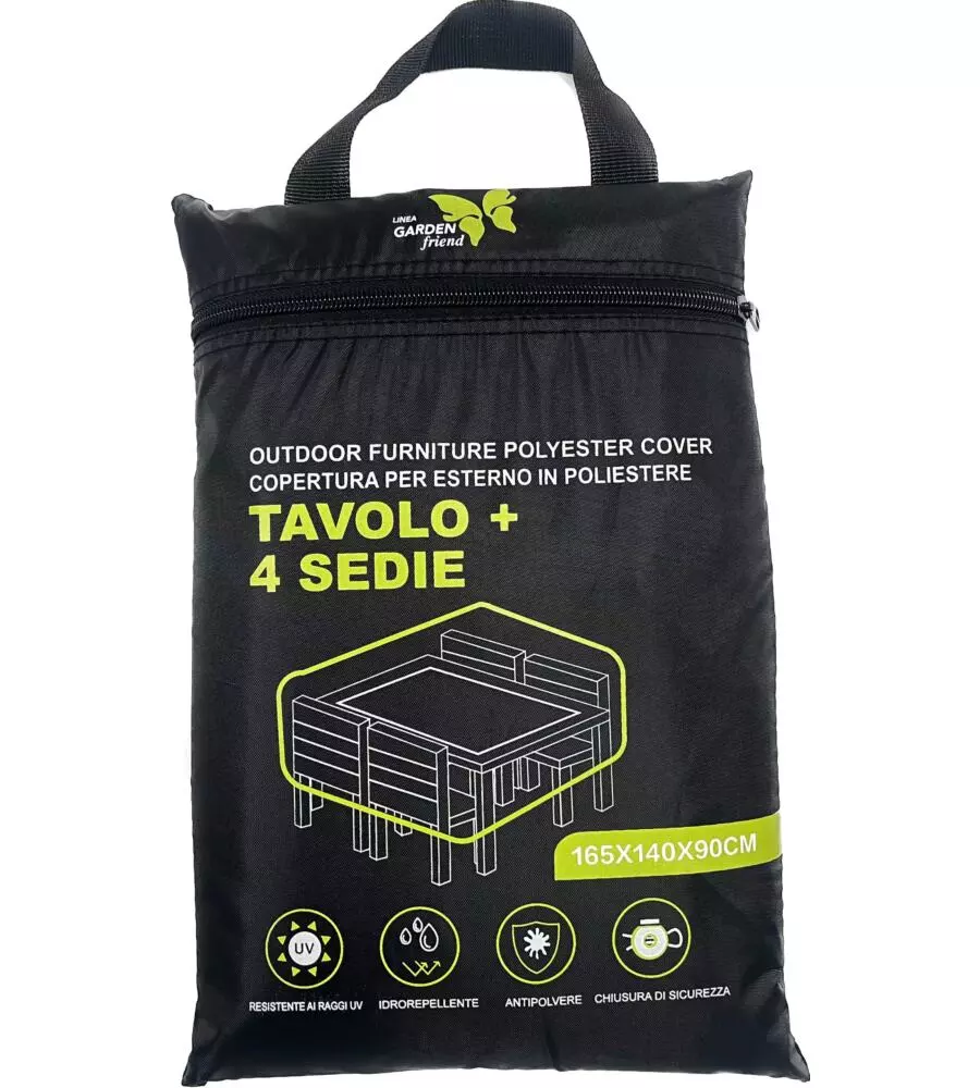 Telo di copertura garden friend per tavola e 4 sedie 165x140x90 cm