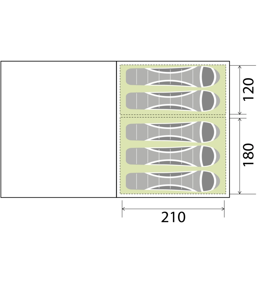 Tenda da campeggio brunner "bullet 5" 5 persone 300x210x190 cm