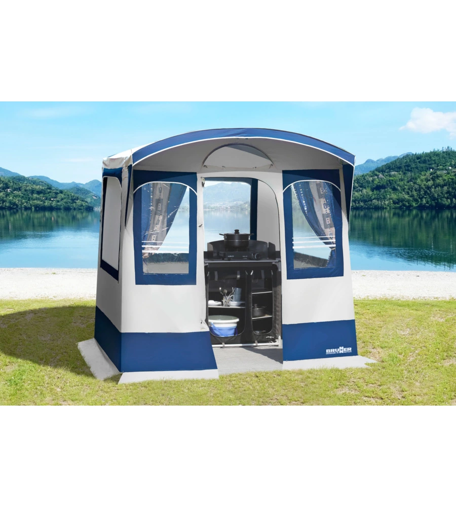 Tenda cucina da campeggio con tetto arcuato brunner "camp inn" 220x160x195/220 cm