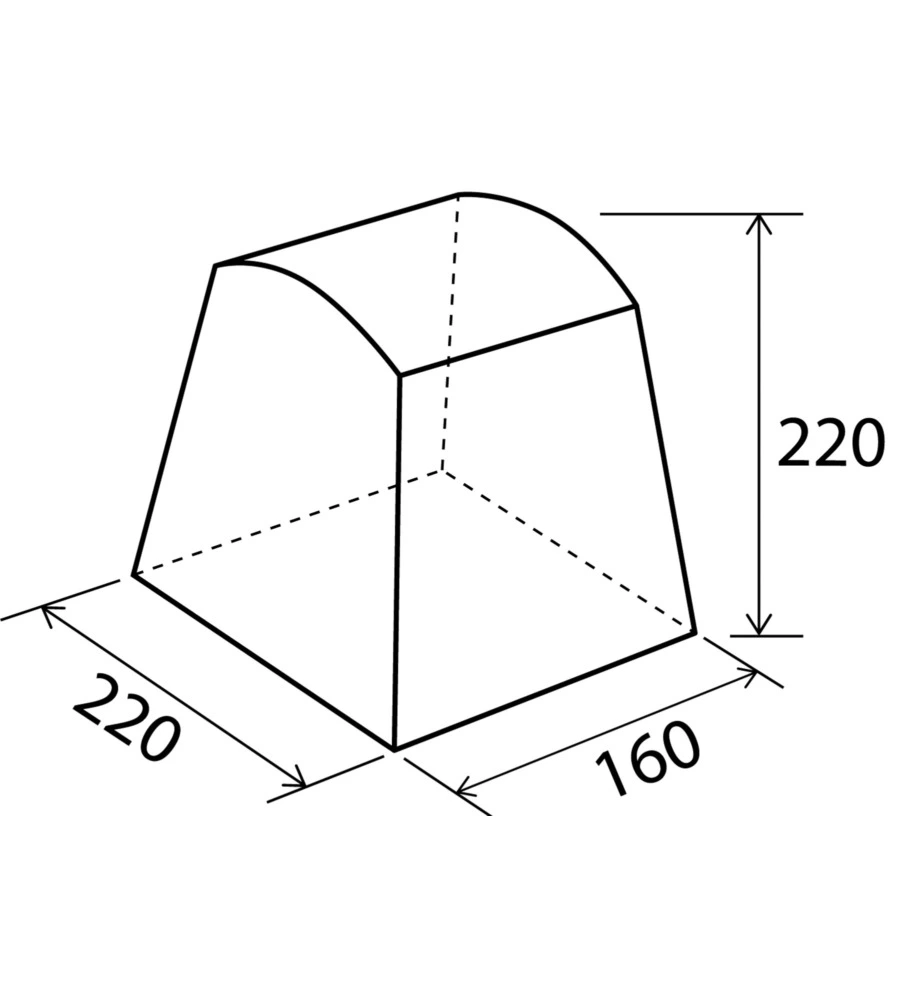 Tenda cucina da campeggio con tetto arcuato brunner "camp inn" 220x160x195/220 cm