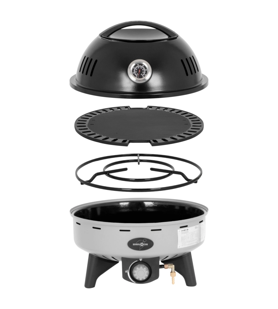 Barbecue a gas portatile brunner "devil bbqruiser ht 30" con griglia reversibile, ø47 cm