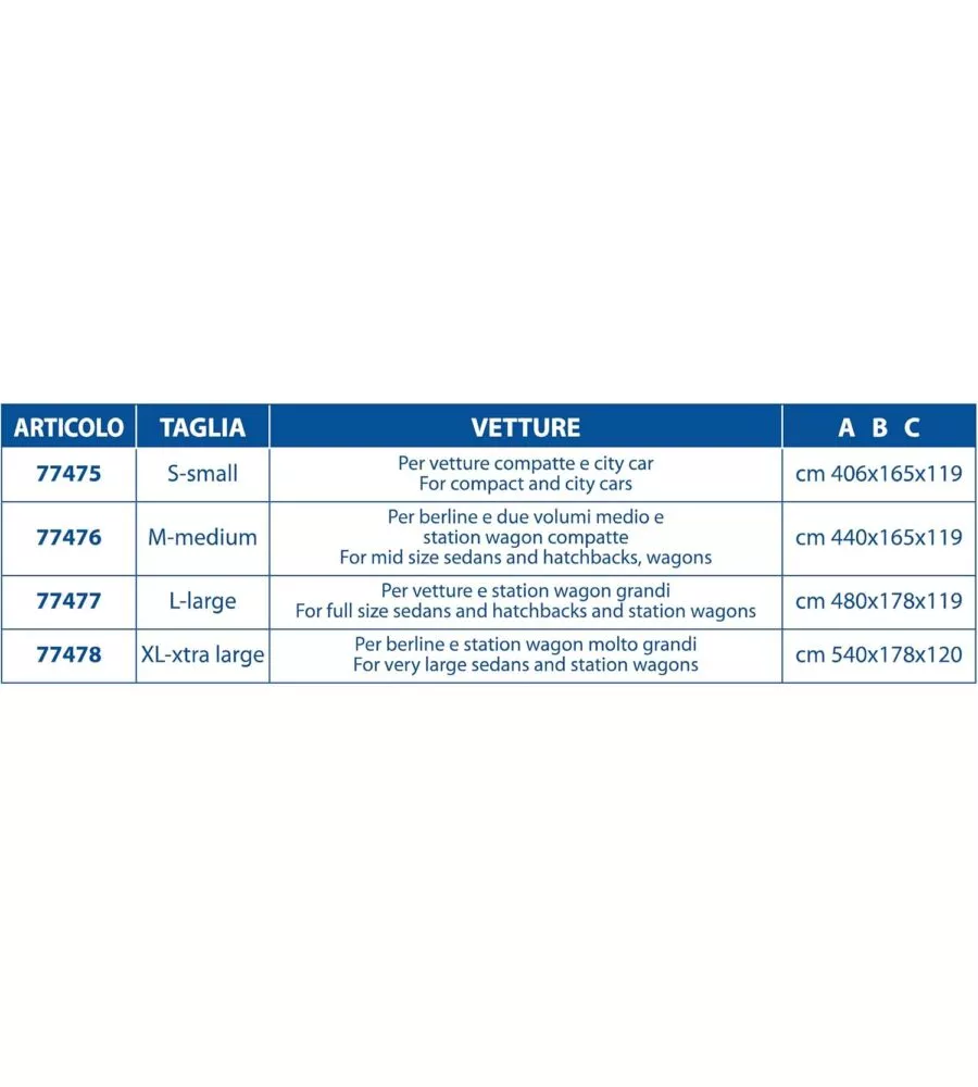 Telo antigrandine copriauto goodyear - taglia s auto