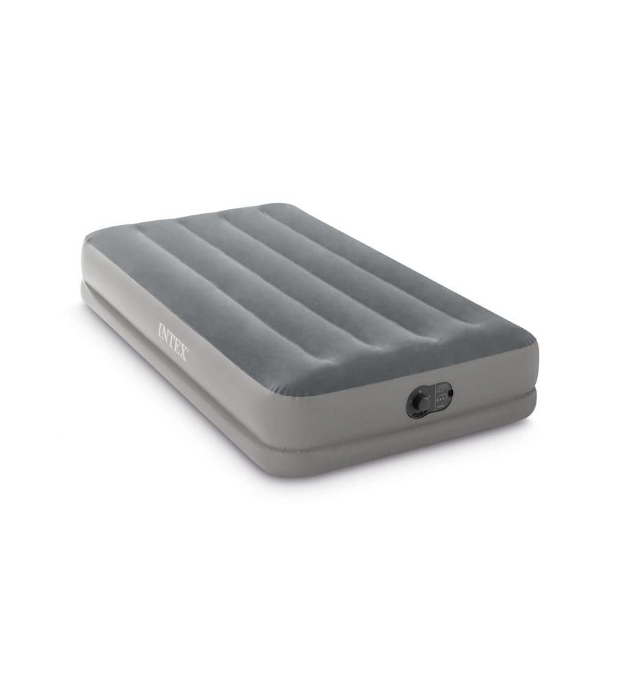 Materasso singolo gonfiabile intex "airbed dura-beam prestige mid-rise" con pompa usb incorporata grigio 99x191x30 cm