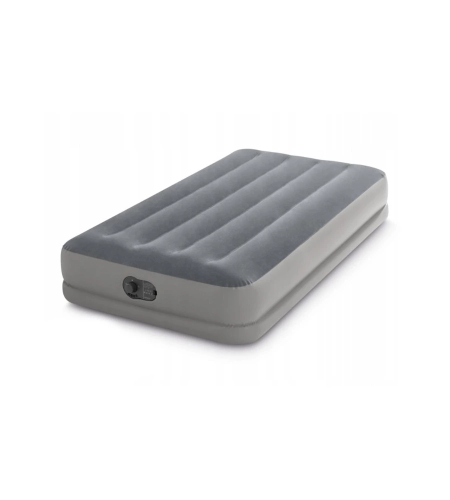 Materasso singolo gonfiabile intex "airbed dura-beam prestige mid-rise" con pompa usb incorporata grigio 99x191x30 cm