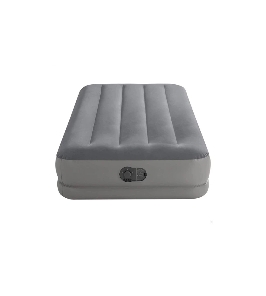 Materasso singolo gonfiabile intex "airbed dura-beam prestige mid-rise" con pompa usb incorporata grigio 99x191x30 cm