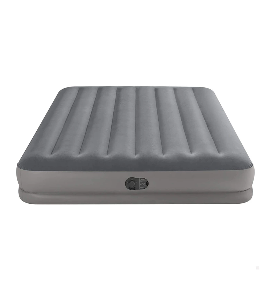 Materasso matrimoniale gonfiabile intex "airbed dura-beam prestige mid-rise" con pompa usb incorporata grigio 152x203x30 cm