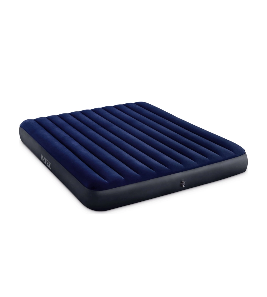 Materasso matrimoniale king gonfiabile intex "airbed dura-beam standard classic downy" blu 183x203x25 cm