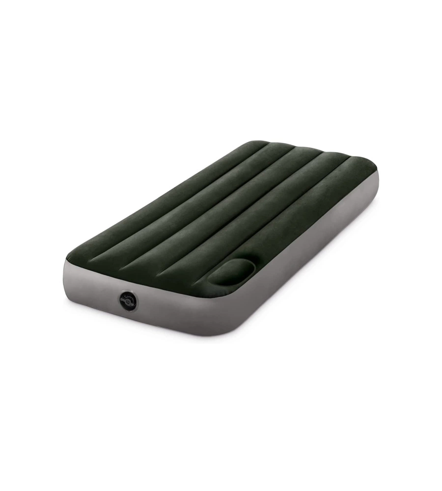 Materasso mezza piazza gonfiabile intex "airbed dura-beam standard downy" con pompa a pedale verde 76x191x25 cm