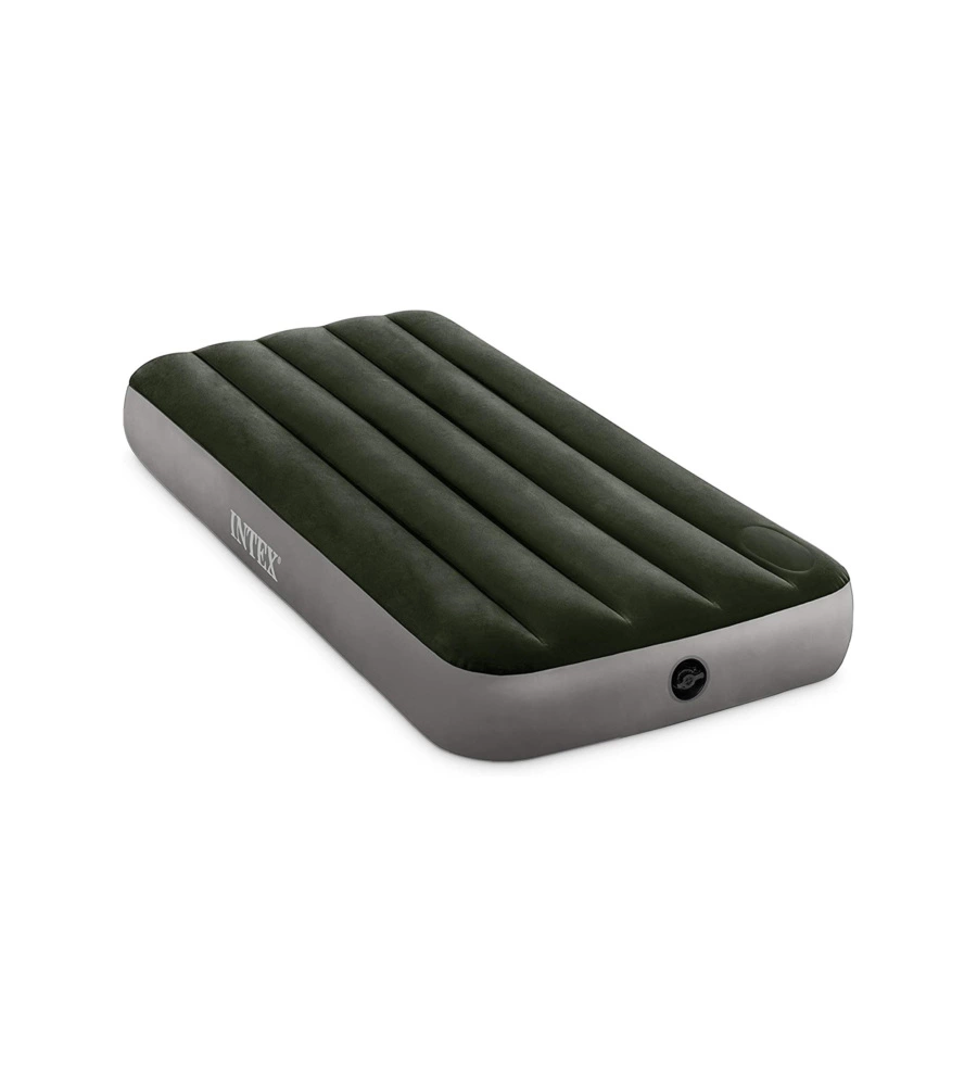 Materasso mezza piazza gonfiabile intex "airbed dura-beam standard downy" con pompa a pedale verde 76x191x25 cm