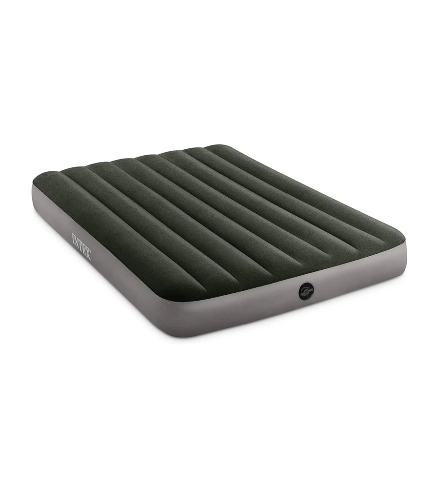 Materasso piazza e mezza gonfiabile intex "airbed dura-beam standard prestige downy" con pompa a batteria verde 137x191x25 cm