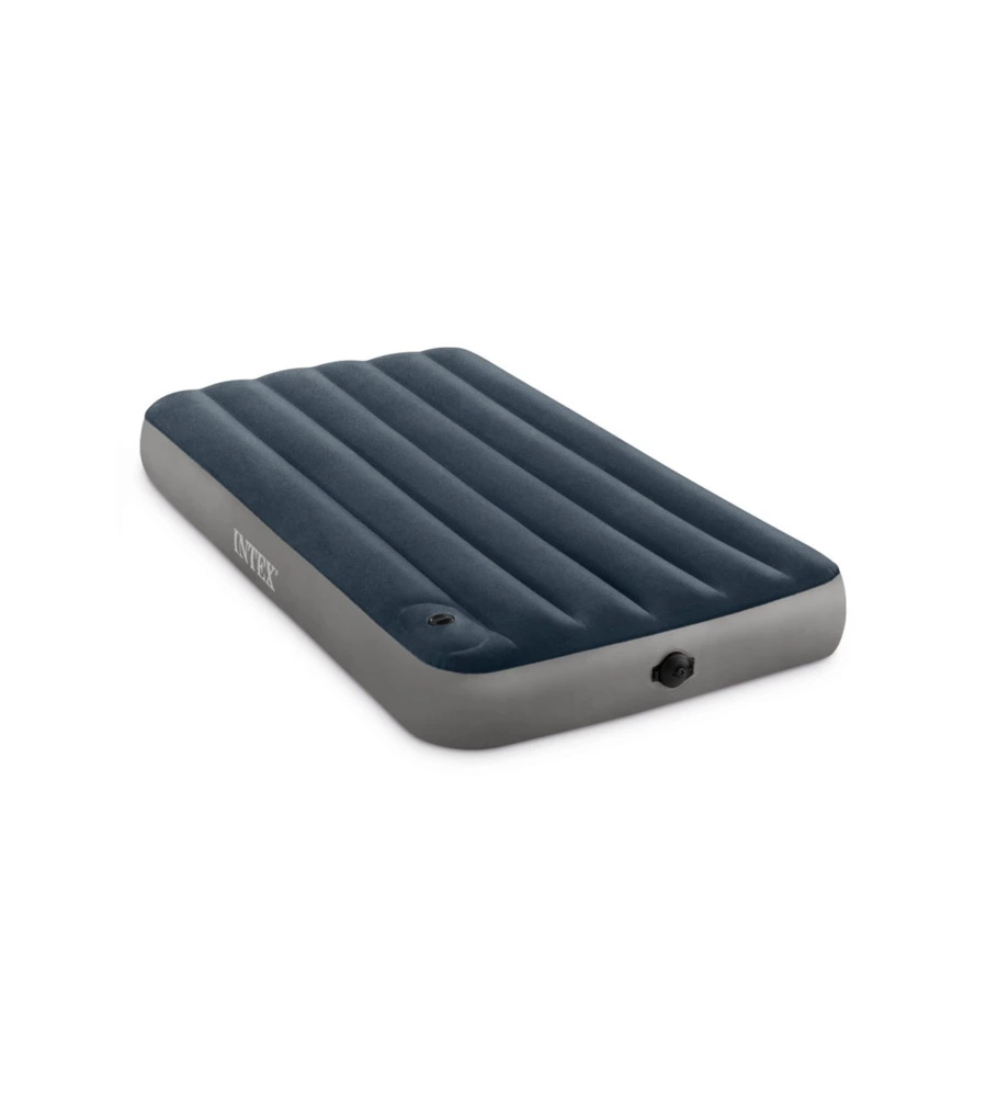 Materasso singolo gonfiabile intex "airbed dura-beam standard downy" con pompa a pedale blu 99x191x25 cm