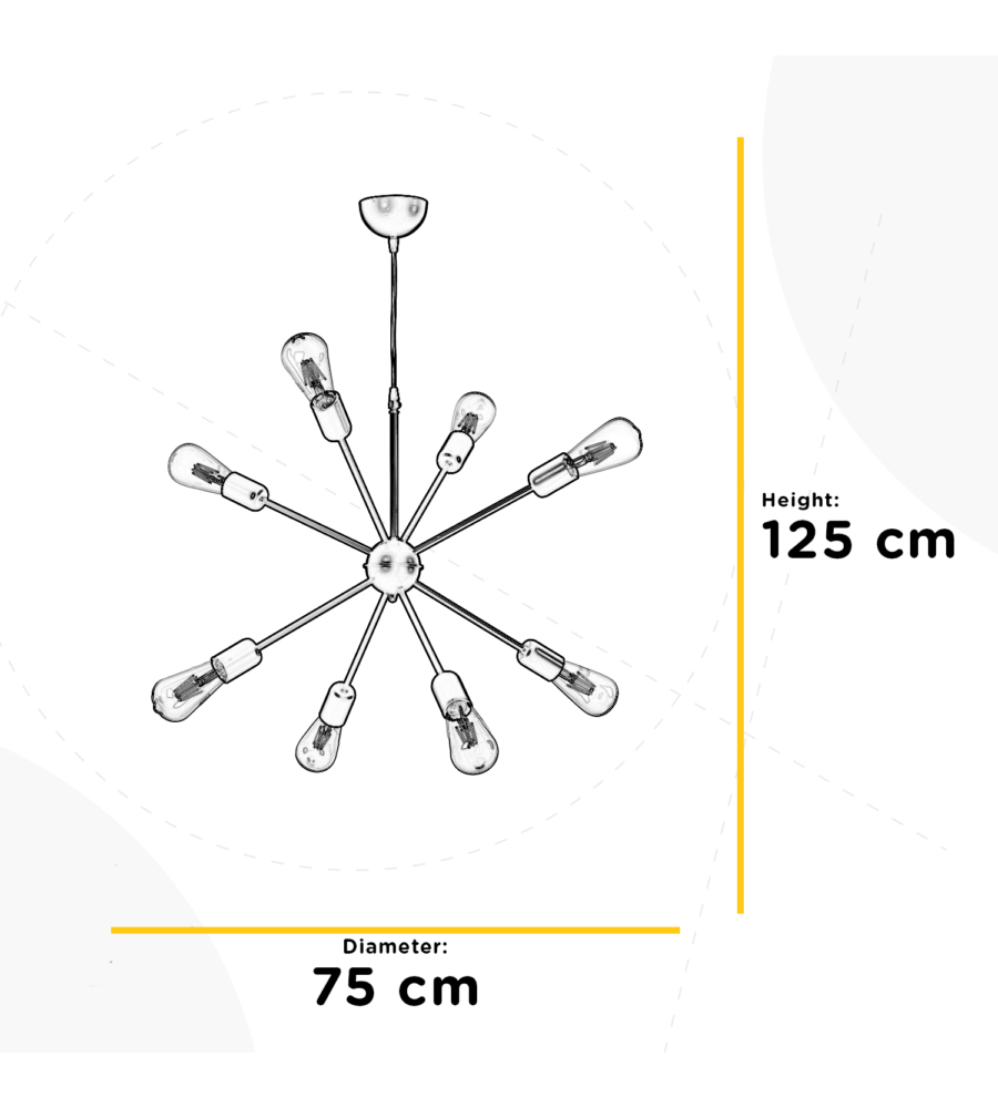 LAMPADARIO ONLI 'SATELLITE'NERO 8 LUCI, E27