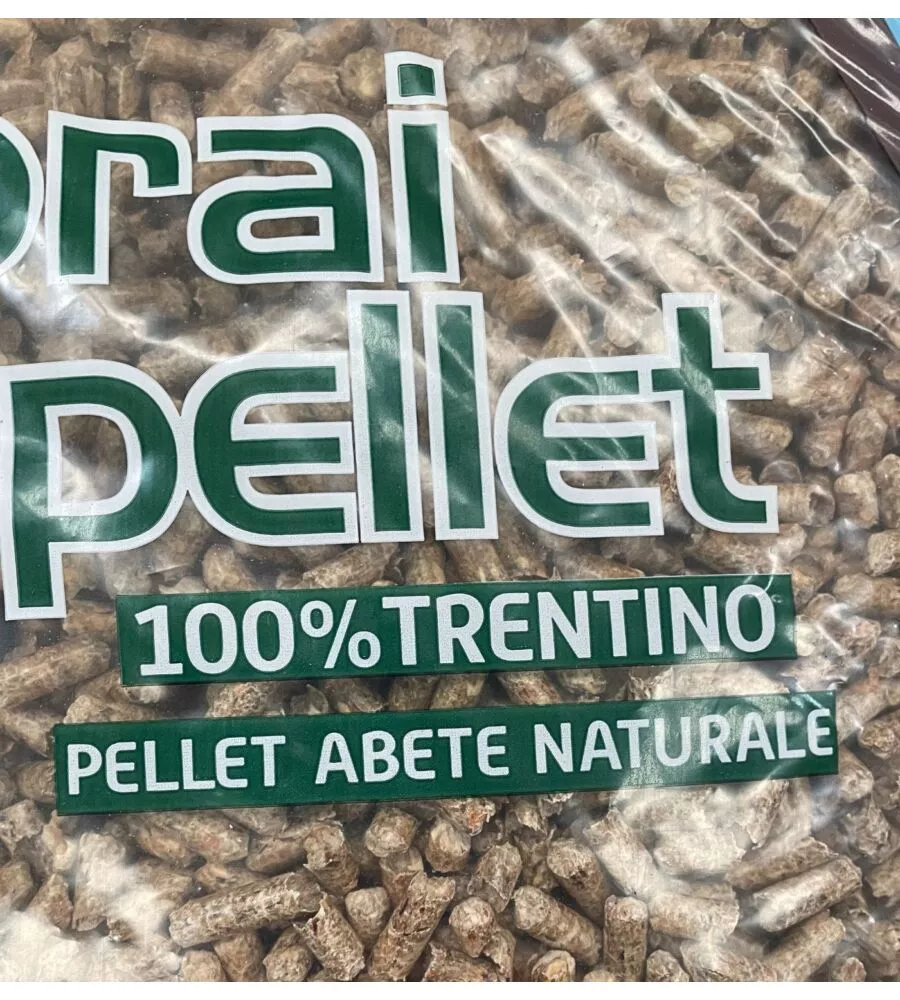 Sacco pellet in legno di abete certificato en plus a1 prodotto in trentino, 15 kg