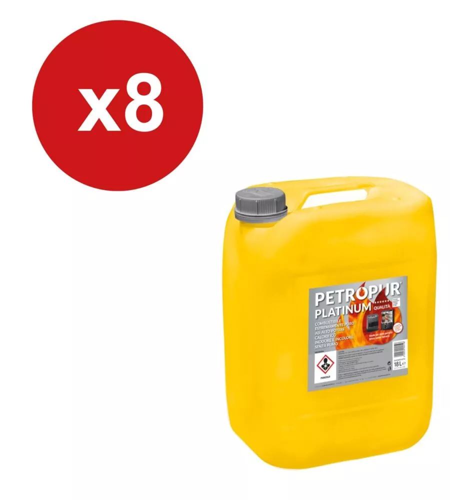 Combustibile liquido petropur platinum 8 taniche da 18lt - totale di 144 litri