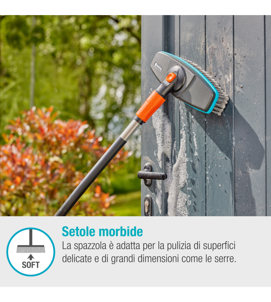 Set manico per pulizia gardena "cleansystem soft" per superfici delicate