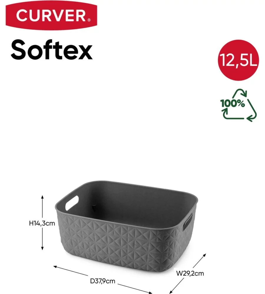 Cesto portaoggetti keter 'curver softex m' antracite, 12,5 litri