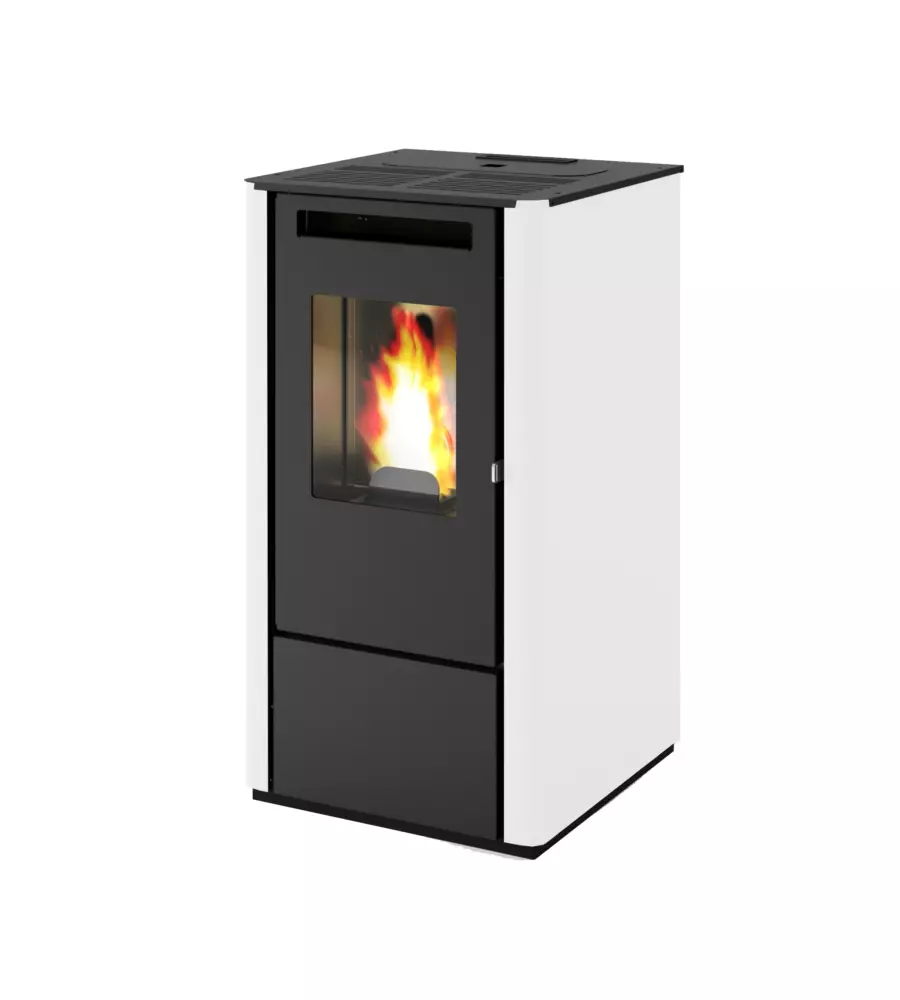 Stufa a pellet punto fuoco "thelma" bianco 8 kw