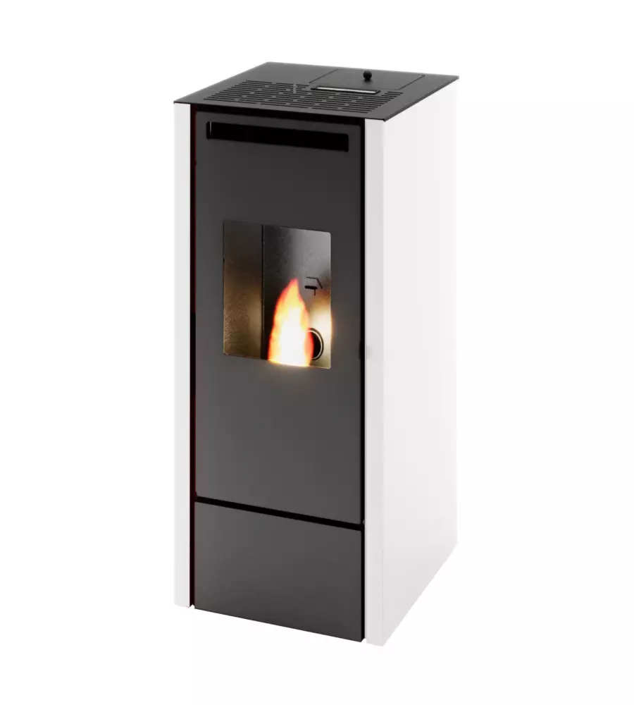 Stufa a pellet punto fuoco "cinzia" bianco 10 kw