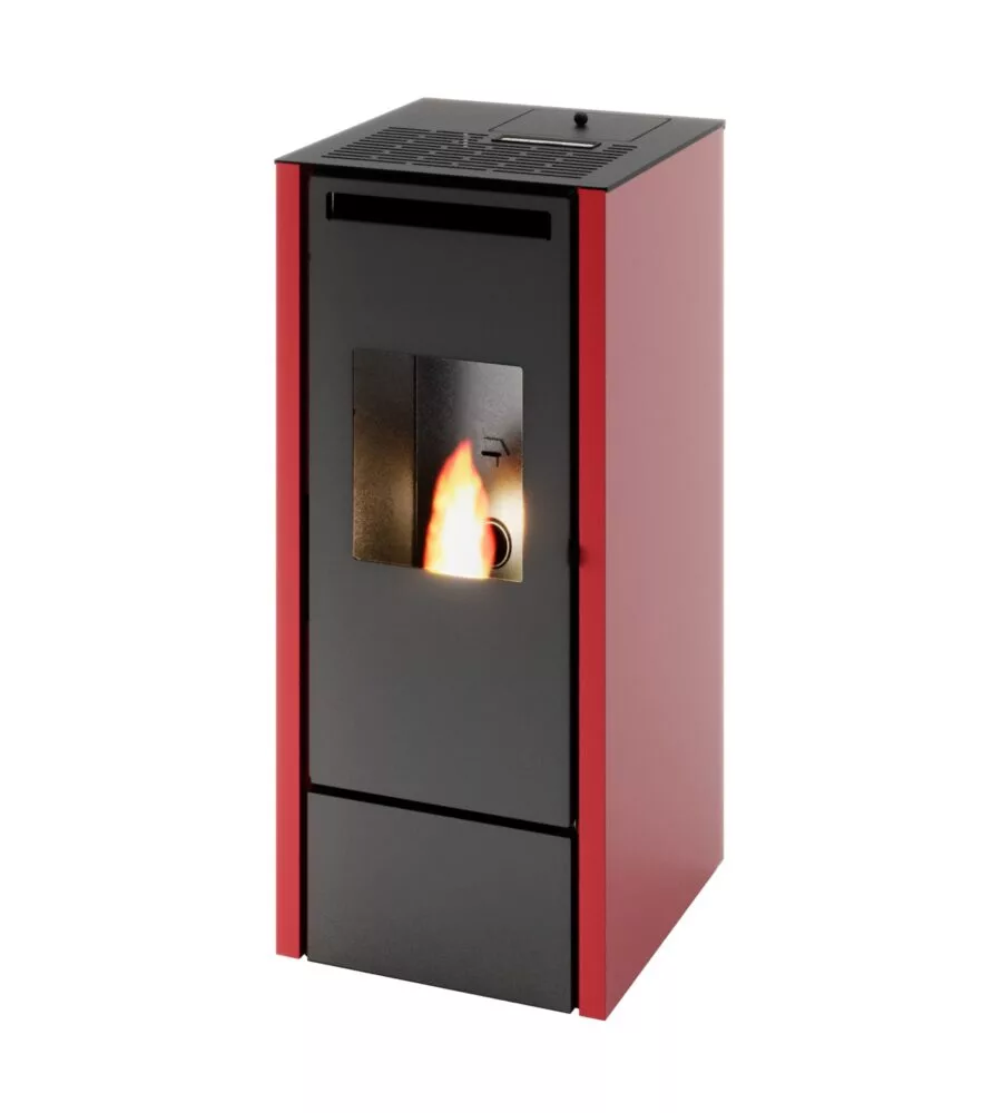 Stufa a pellet punto fuoco "cinzia" rosso 10 kw