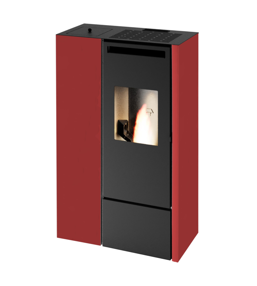 Stufa a pellet slim ermetica punto fuoco "pia" rosso 9,9 kw