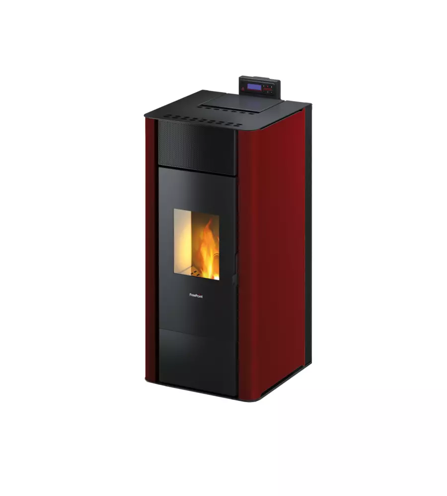 Termostufa a pellet ermetica freepoint "tesis" bordeaux 22,4 kw