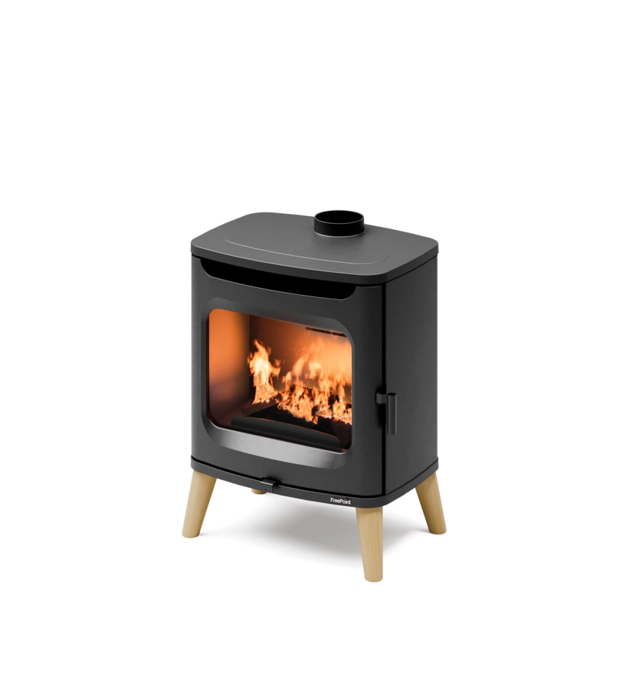 Stufa a legna ermetica freepoint "flos 8" nero 7 kw