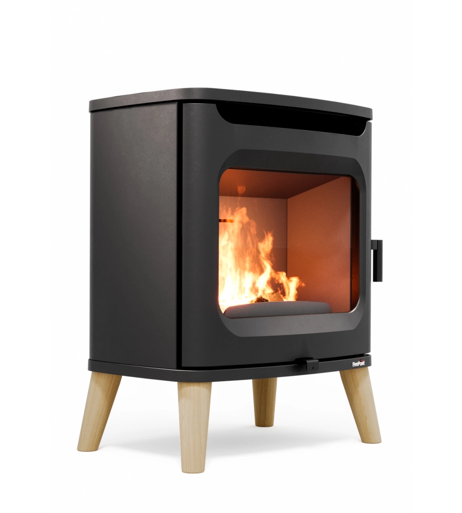 Stufa a legna ermetica freepoint "flos 8" nero 7 kw