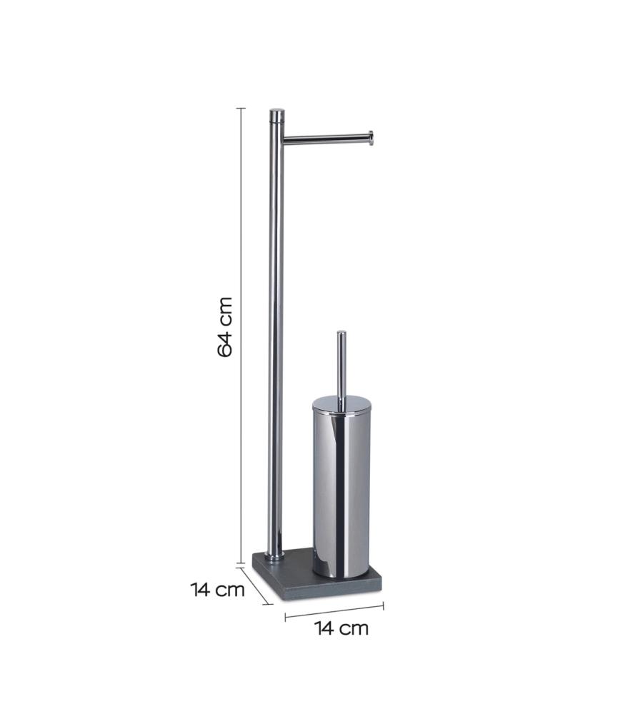 Piantana portarotolo e scopino wc gedy 'trilly' in acciaio inox grigio