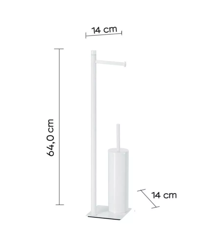 Piantana portarotolo e scopino wc gedy 'trilly' in acciaio inox bianco