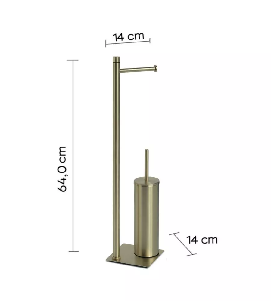 Piantana portarotolo e scopino wc gedy 'trilly' in acciaio inox oro spazzolato