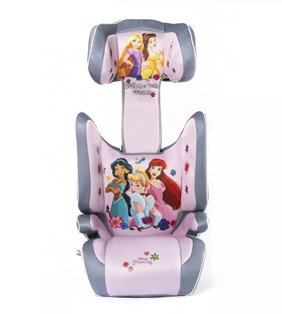 Seggiolino auto disney "princess" per bambini con altezza da 100 a 150 cm, ece r129