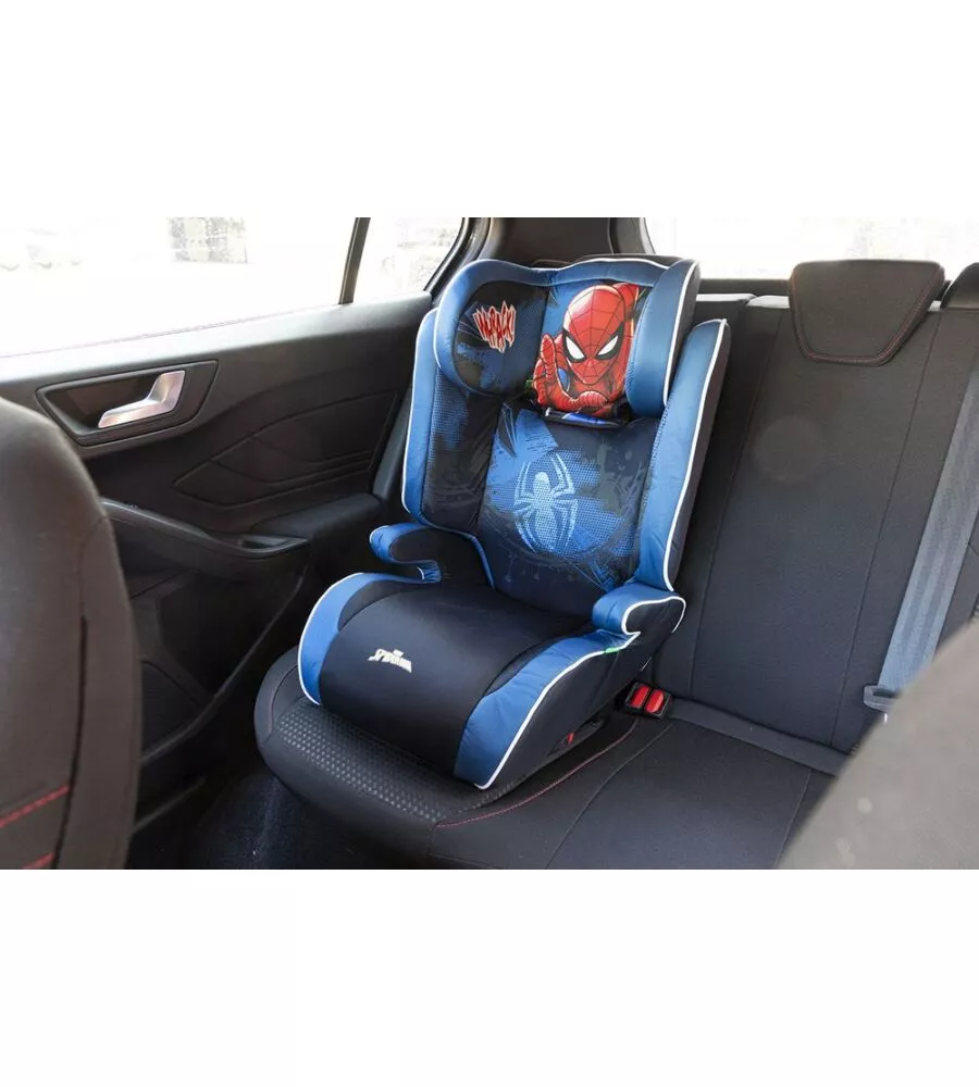 Seggiolino auto marvel "spiderman" isofix per bambini con altezza da 100 a 150 cm, ece r129