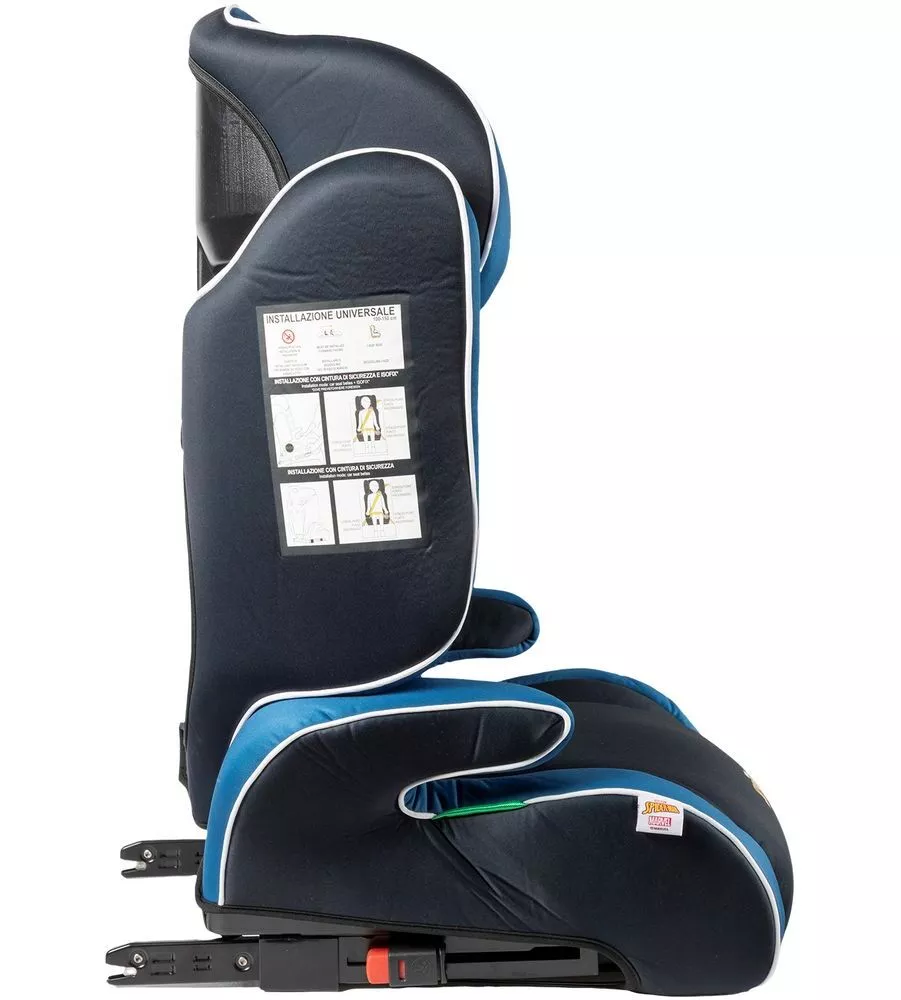 Seggiolino auto marvel "spiderman" isofix per bambini con altezza da 100 a 150 cm, ece r129