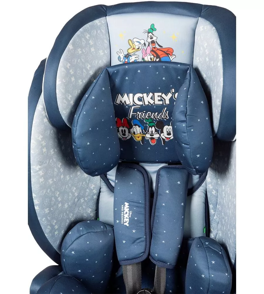 Seggiolino auto disney "mickey mouse" per bambini con altezza da 76 a 150 cm, ece r129