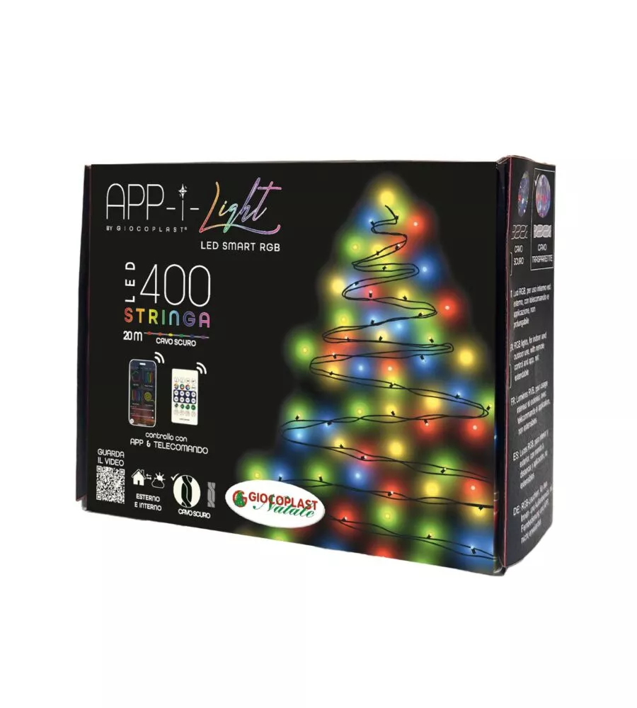 Luci led natale 400 led multicolore con telecomando e app, 20 metri