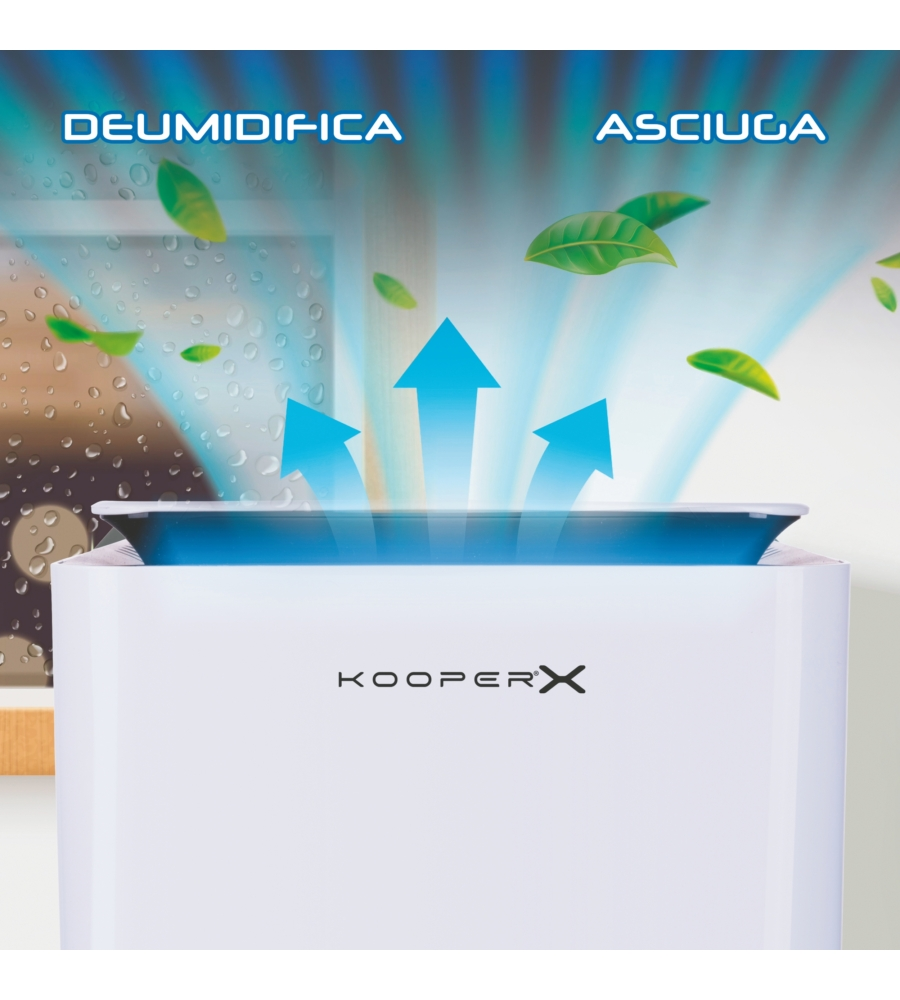 Deumidificatore kooperx "k2o" con filtro purificatore, 10 litri 45 m²