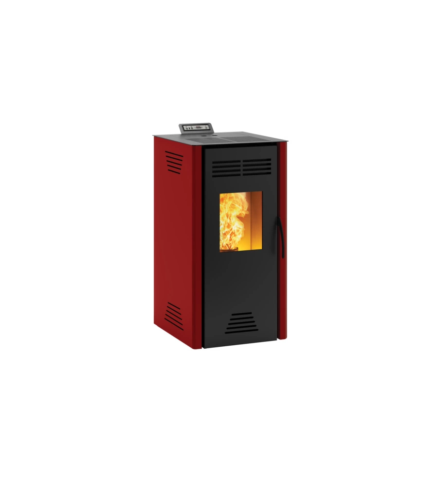 Stufa a pellet ventilata invicta "adrano plus" rosso 7,3 kw