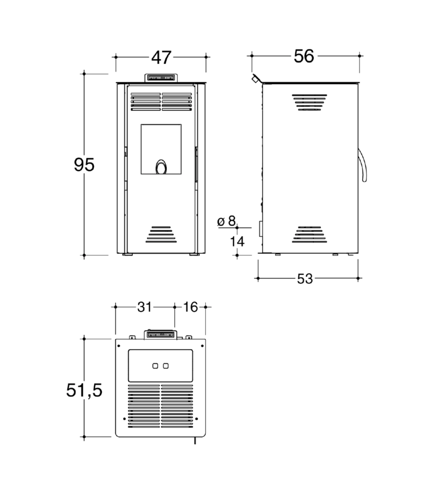 Stufa a pellet ventilata invicta 'adrano plus' rosso 7,3 kw