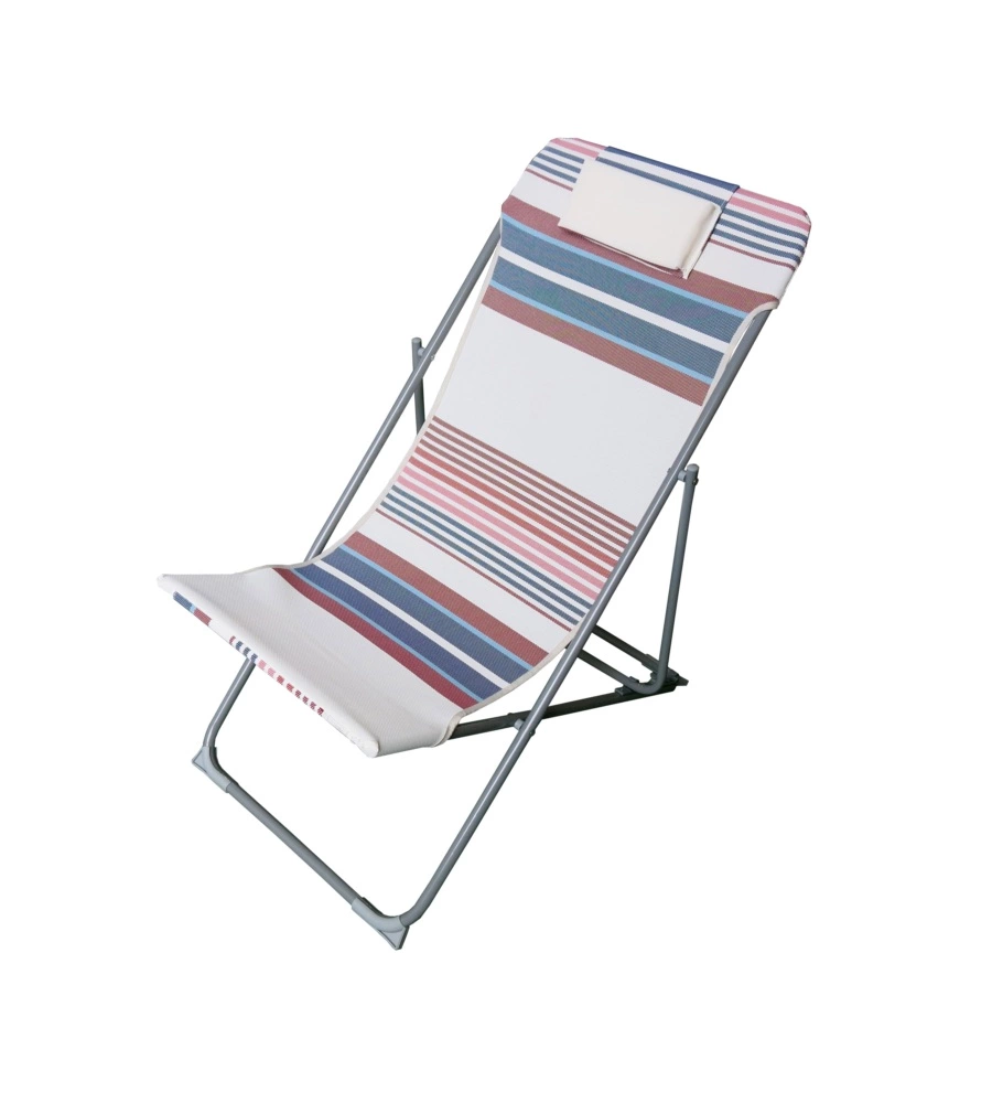 Spiaggina pieghevole eurogarden con cuscino fantasia a righe 83x52x42/90 cm