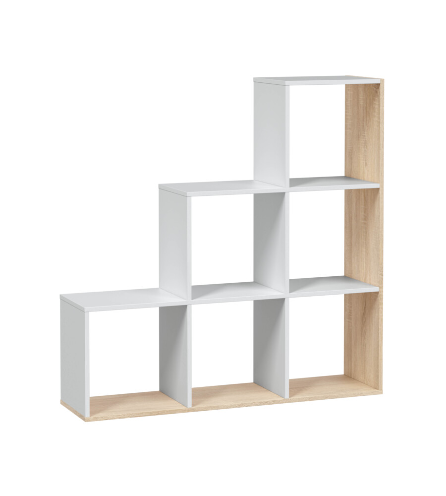 LIBRERIA SCALETTA COLORE BIANCO E QUERCIA, 108X28X110 CM