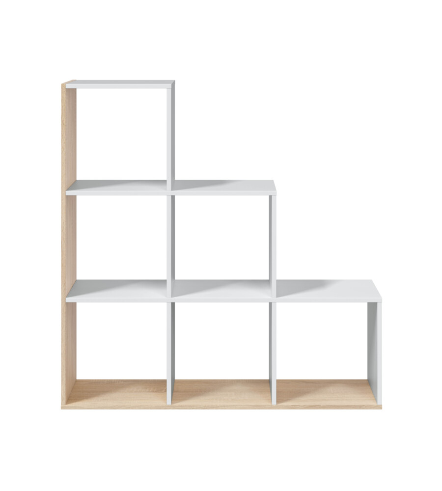 LIBRERIA SCALETTA COLORE BIANCO E QUERCIA, 108X28X110 CM