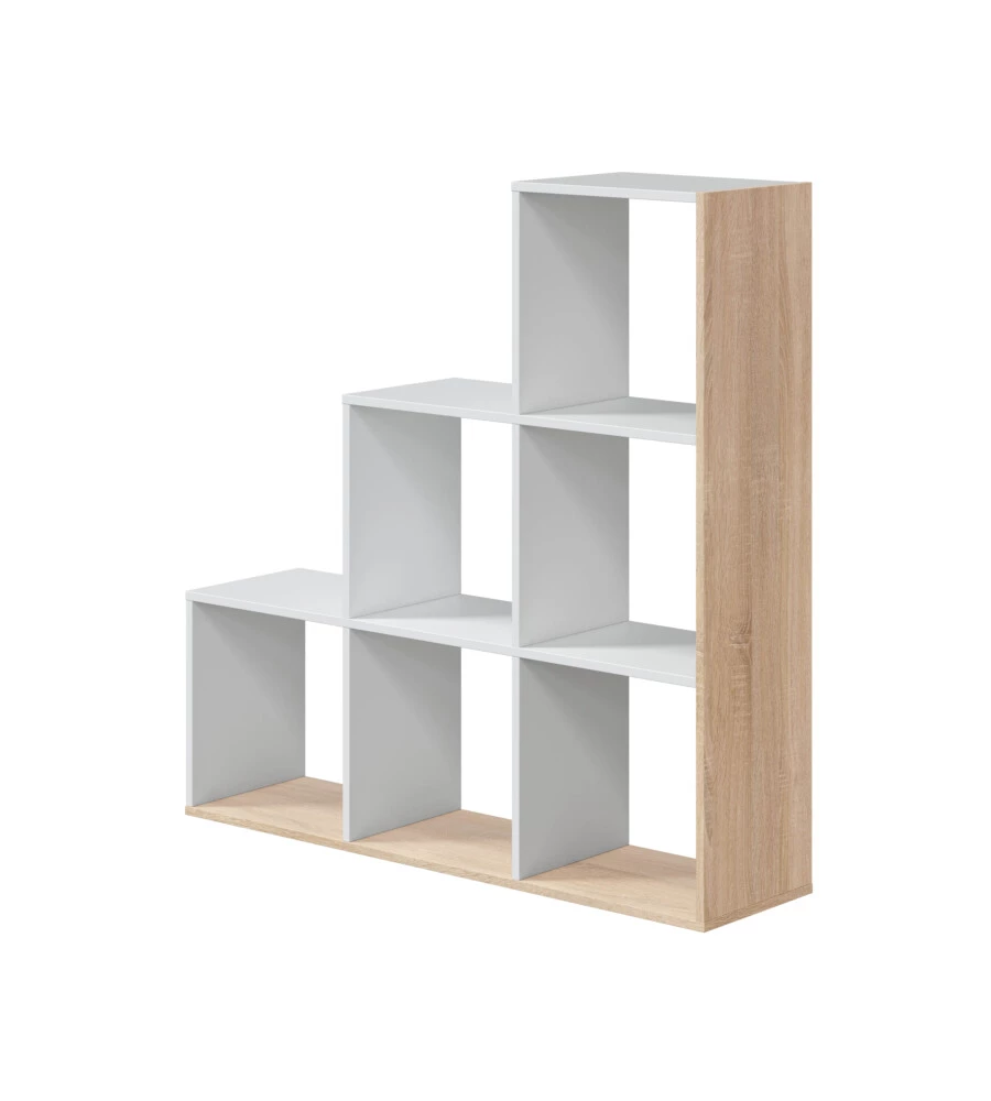 LIBRERIA SCALETTA COLORE BIANCO E QUERCIA, 108X28X110 CM