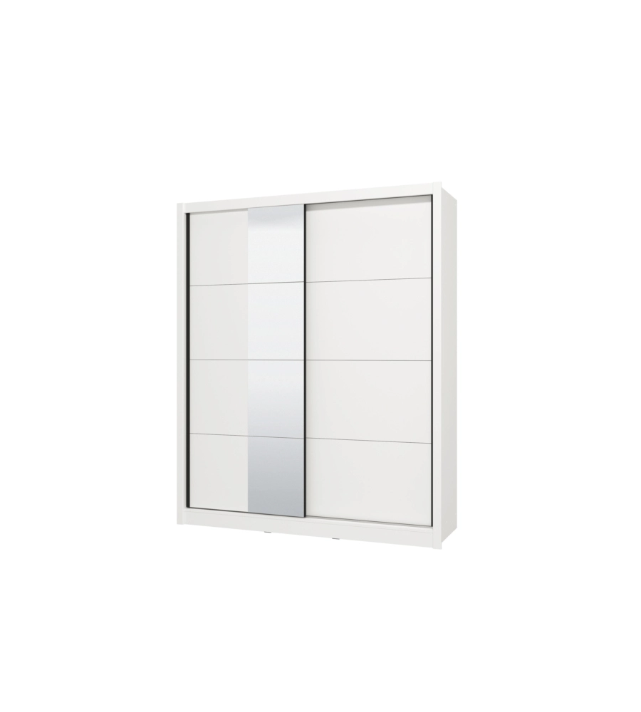 Armadio bellahome "alba" con 2 ante scorrevoli con specchio bianco, 180x59,8x215,5 cm