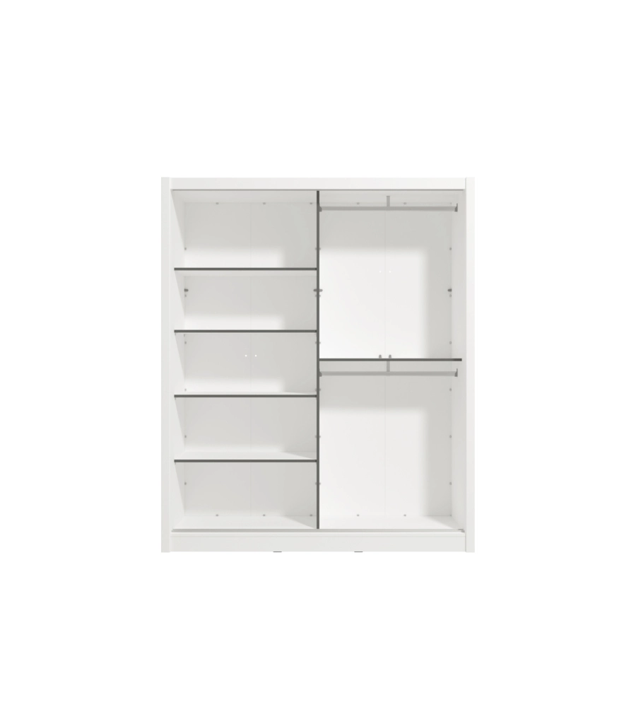 Armadio bellahome "alba" con 2 ante scorrevoli con specchio bianco, 180x59,8x215,5 cm