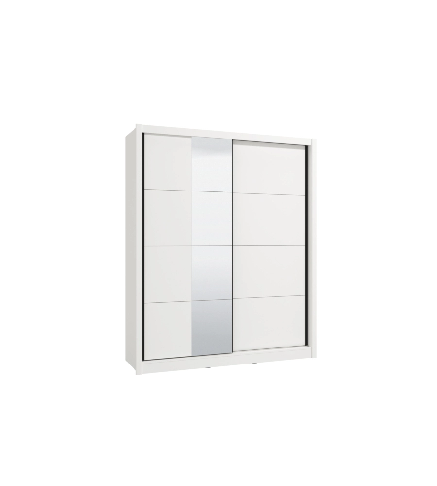 Armadio bellahome "alba" con 2 ante scorrevoli con specchio bianco, 180x59,8x215,5 cm