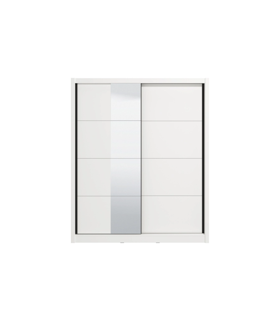 Armadio bellahome "alba" con 2 ante scorrevoli con specchio bianco, 180x59,8x215,5 cm